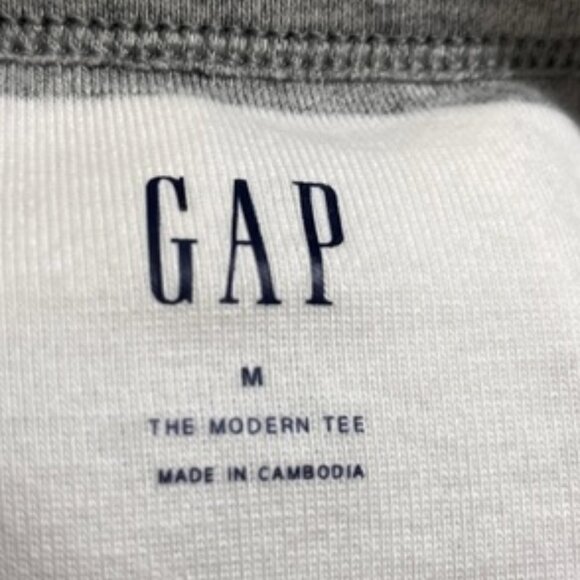 GAP Women The Modern Tee Gray & White Striped Long Sleeve Crewneck Supima Cotton - Picture 7 of 9